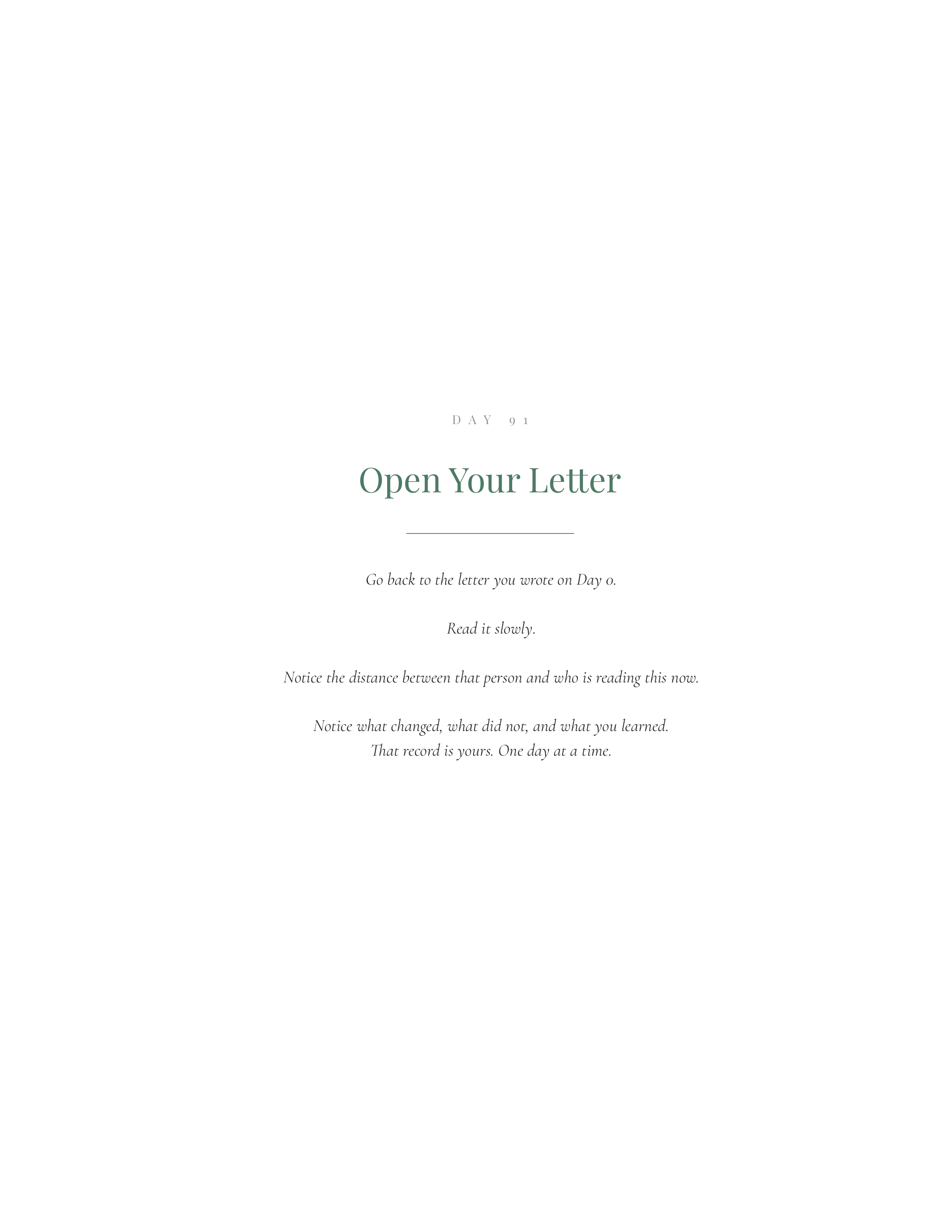Day 91 Open Your Letter page from the 90-Day Rhythm Journal